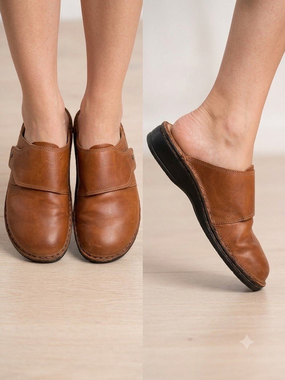 Finn Comfort Aussee in Tobacco Women Mules Size 39 Hook & Loop Fastener